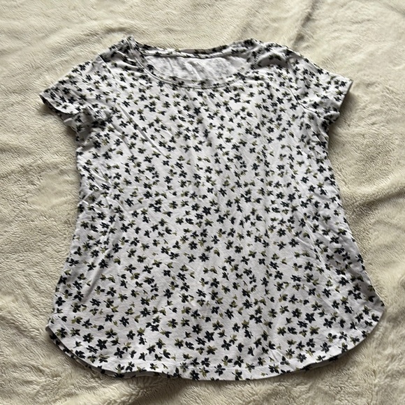 Cleo Organic Cotton Floral Tee | White & Blue | Size S Petite | Soft - Picture 1 of 5